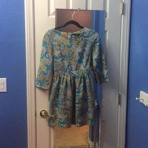 H & M Teal and Yellow Paisley Dress